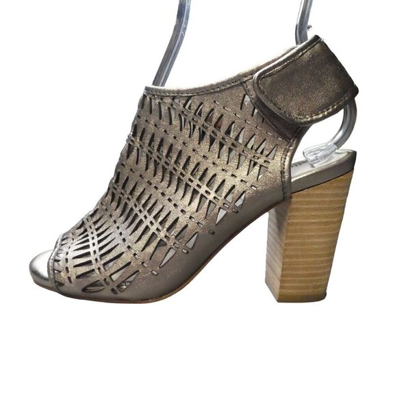 Jeffrey Campbell Silver Leather Peep Toe Shootie Ankle Bootie Heels Womens 8 - Picture 4 of 13